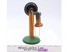 Vintage Tin / metal Toy Candle stick Telephone Yellow Green Children's Phone.