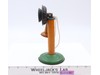 Vintage Tin / metal Toy Candle stick Telephone Yellow Green Children's Phone.