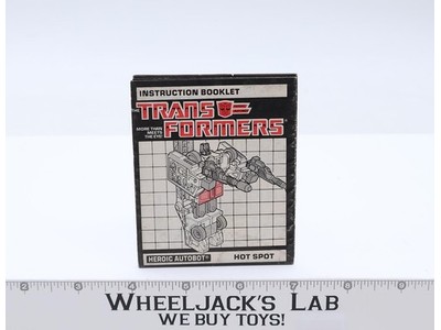 Hot Spot Action Figure Vintage Instruction Manual 1986 Hasbro G1 Transformers