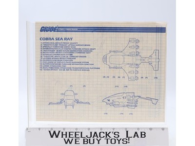 Cobra Sea Ray 1987 ORIGINAL Instructions Blueprints G.I. Joe Action Figure