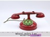 Vintage Tin / metal Toy Rotary Telephone Red Green Childrens Play Phone.