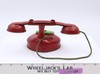Vintage Tin / metal Toy Rotary Telephone Red Green Childrens Play Phone.