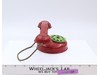 Vintage Tin / metal Toy Rotary Telephone Red Green Childrens Play Phone.