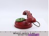 Vintage Tin / metal Toy Rotary Telephone Red Green Childrens Play Phone.