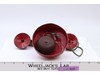 Vintage Tin / metal Toy Rotary Telephone Red Green Childrens Play Phone.