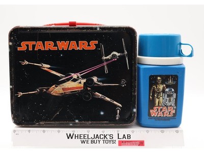 Star Wars Black Metal Lunch Box W/Thermos 1977 Vintage