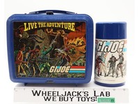 GI Joe Live the Adventure BLUE Plastic Lunch Box w/ Thermos 1986 Hasbro Aladdin