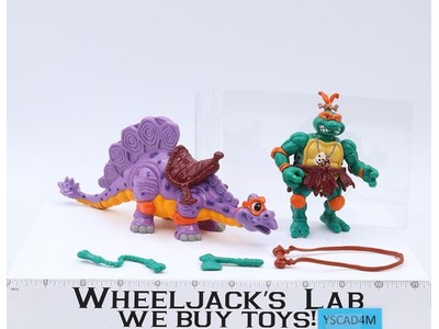 Cave Turtle Mike W/ Silly Stegosaurus Complete TMNT 1993 Vintage Playmates
