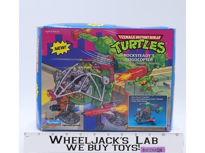 Rocksteady's Pogocopter 100% Complete TMNT 1991 Playmates Action Figure Vehicle
