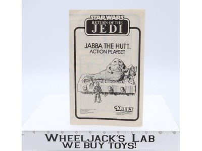 Jabba The Hutt Action Playset Instruction Sheet ROTJ Kenner 1983 Star Wars