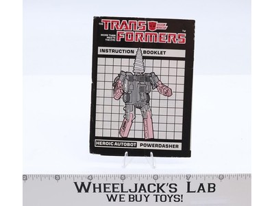 Powerdasher Drill Action Figure Instruction Manual Booklet 1985 G1 Transformers