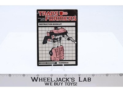 Overdrive Action Figure Instruction Manual Booklet 1984 G1 Transformers