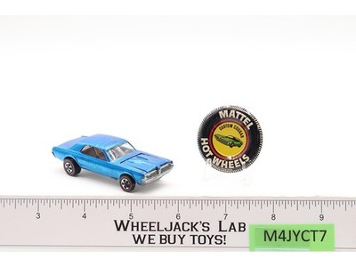 Custom Cougar Blue W/ BUTTON Hot Wheels 1967 1968 Mattel Vintage Redlines RL