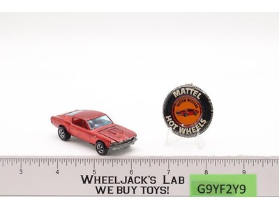 Red Custom Mustang Red Interior W/ BUTTON 1968 Hot Wheels Mattel Redlines RL