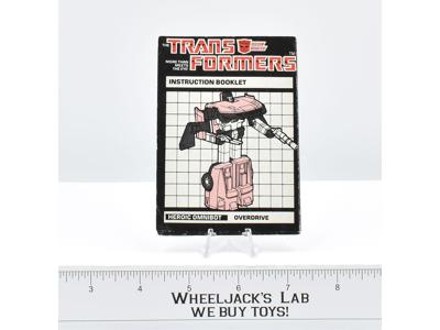 Overdrive Action Figure Instruction Manual Booklet 1985 Hasbro G1 Transformers