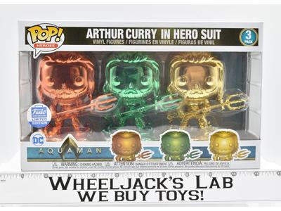 Aquaman -Chrome Arthur Curry in Hero Suit 3 Pack #1 Funko Pop! Heroes NEW MISB