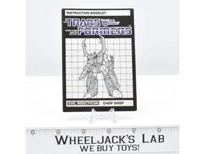 Chop Shop Action Figure Instruction Manual Booklet 1985 Hasbro G1 Transformers