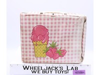 Pink Gingham Plaid Strawberries Ice Cream Vinyl Lunch Box ONLY 1970s Aladdin Vtg
