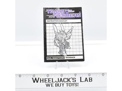 Kickback Action Figure Instruction Manual Booklet 1985 Hasbro G1 Transformers