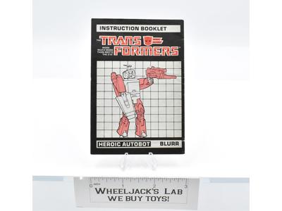 Blurr TARGETMASTER Action Figure Robot Instruction Manual 1987 G1 Transformers