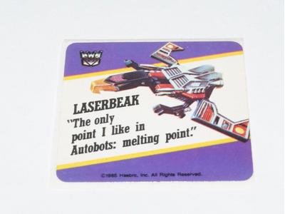 Laserbeak Transformers Action Trading Card Motto Sticker Insert 1985 G1 Hasbro