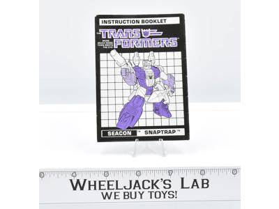 Snaptrap Action Figure Instruction Booklet Manual 1988 Vintage G1 Transformers
