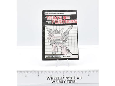 Inferno Action Figure Vintage Instruction Manual Booklet 1985 G1 Transformers