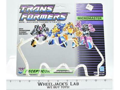Sports Car Patrol Micromaster Cardback Vintage 1989 G1 Transformers Hasbro