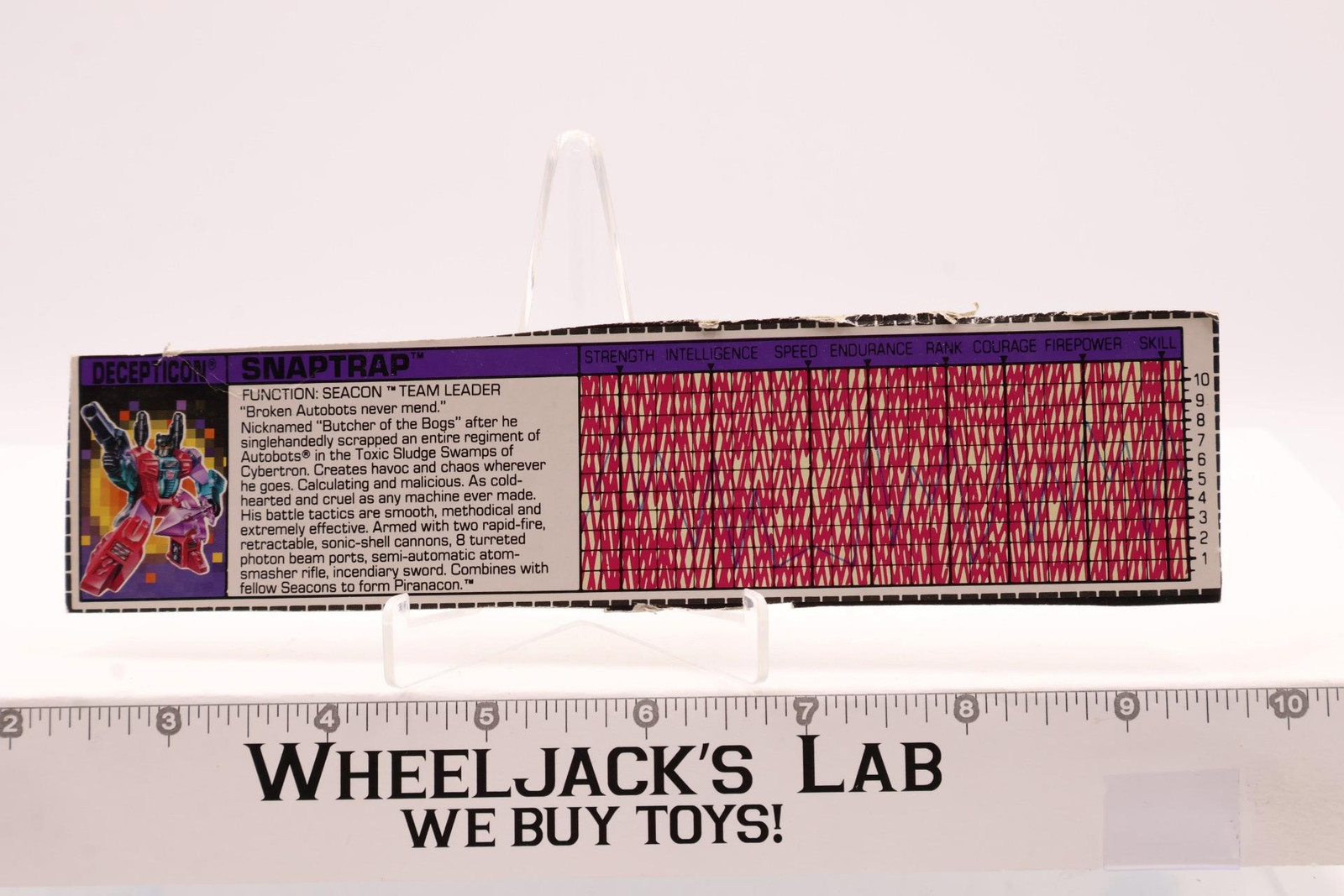 Snaptrap Action Figure Tech Spec 1988 Vintage Hasbro G1 Transformers