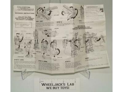 Defensor Protectobots Instruction Sheet Manual 1986 Hasbro G1 Transformers