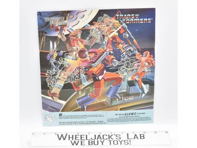 Predaking Rodimus Insert Poster Glow n The Dark G1 Transformers Acion Figure