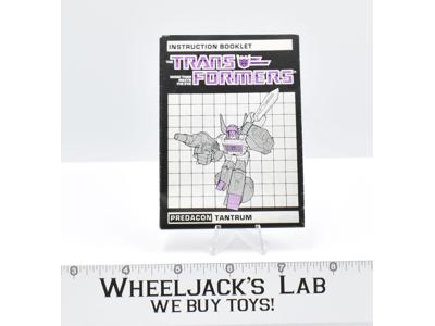 Tantrum Action Figure Vintage Instruction Manual Booklet 1986 G1 Transformers