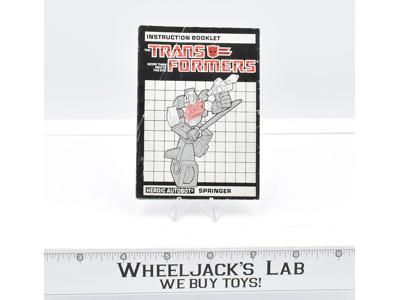 Springer Action Figure Instruction Manual Booklet 1986 Vintage G1 Transformers
