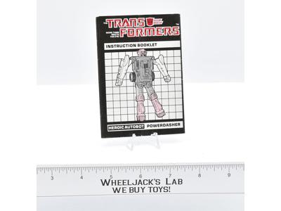 Powerdasher Jet Action Figure Instruction Manual Booklet 1985 G1 Transformers