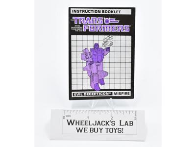 Misfire Action Figure Instruction Manual Booklet 1987 Hasbro G1 Transformers