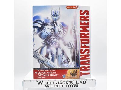 Silver Knight Optimus Prime Platinum Edition Leader Target MISB AOE Transformers