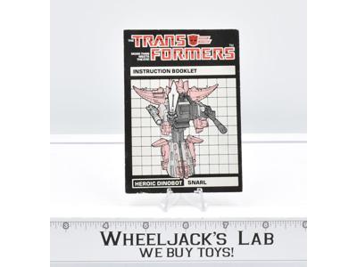 Snarl Action Figure Instruction Manual Booklet 1985 Hasbro G1 Transformers