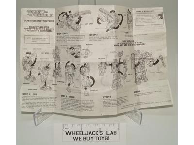 Defensor Protectobots Instruction Sheet Manual 1986 Hasbro G1 Transformers