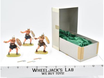 8503 3 Viking Foot Soldiers W Axes Toy Soldiers Elastolin 70MM W/BOX