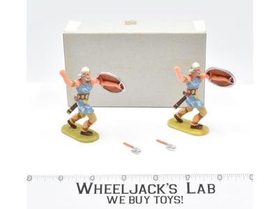 8505 2 Viking Foot Soldiers W Axes Toy Soldiers Elastolin 70MM W/BOX