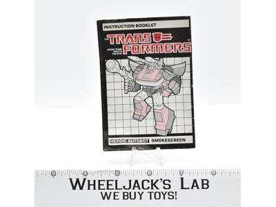 Smokescreen Action Figure Instruction Manual 1985 Vintage Hasbro G1 Transformers