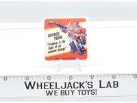 Optimus Prime Transformers Action Trading Card Motto Sticker 1985 G1 Vintage