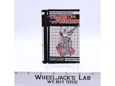 Rodimus Prime Action Figure Instruction Manual Booklet 1986 G1 Transformers