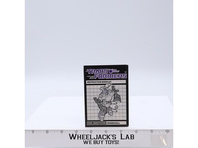 Bombshell Action Figure Instruction Manual Booklet 1985 Hasbro G1 Transformers