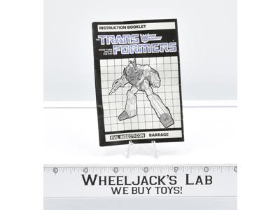 Barrage Action Figure Instruction Manual Booklet 1985 Hasbro G1 Transformers