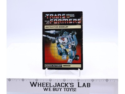Mirage Instruction Manual Booklet 1984 Hasbro G1 Transformers Vintage