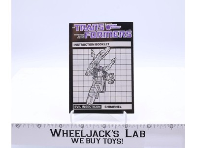 Shrapnel Action Figure Instruction Booklet Manual 1984 Vintage G1 Transformers