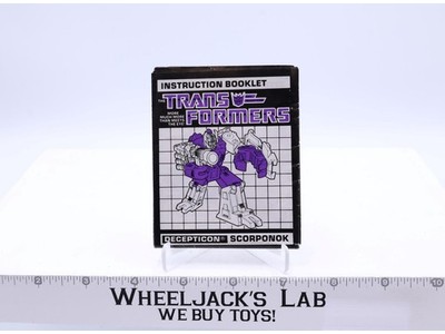 Scorponok Action Figure Instruction Manual Booklet 1987 G1 Transformers