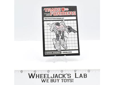Grimlock Action Figure Instruction Manual Booklet 1985 Hasbro G1 Transformers