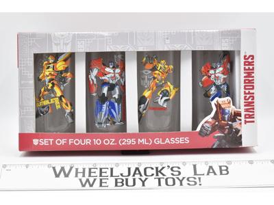 Set of 4 10 Ounce Glasses Bumblebee Optimus Transformers AOE Age of Extinction